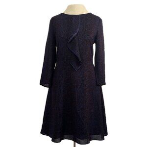 DKNY Long-Sleeved Blue Leopard-Print Dress